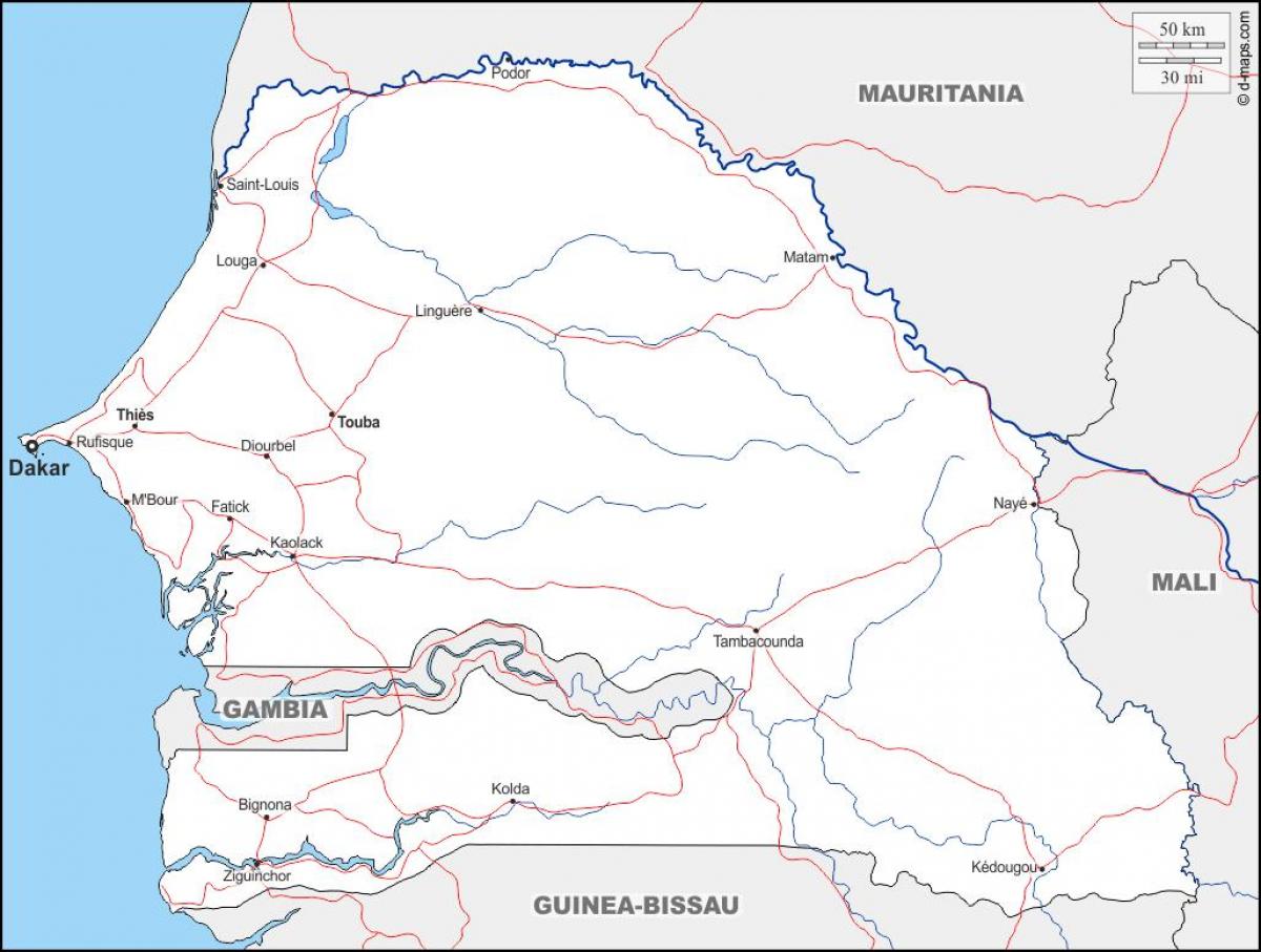 bản đồ của Senegal.