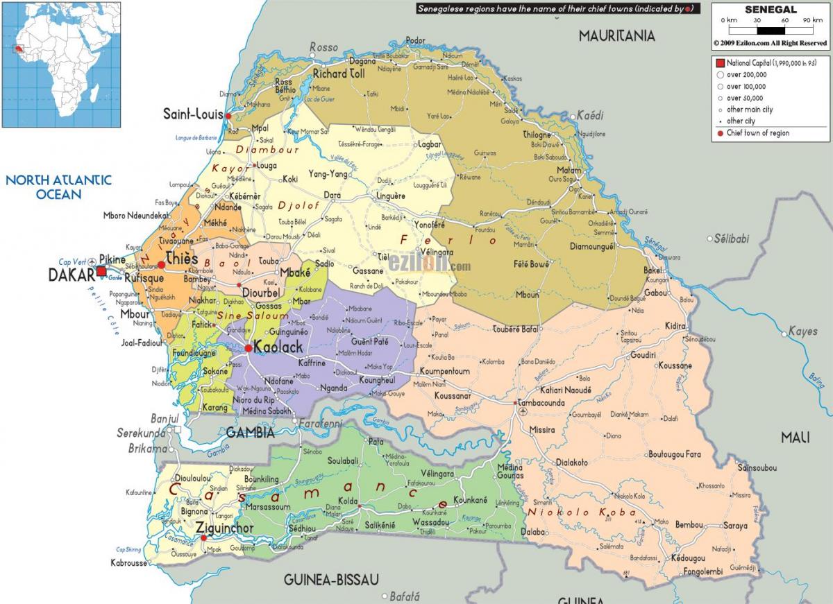 Senegal nước trong bản đồ thế giới
