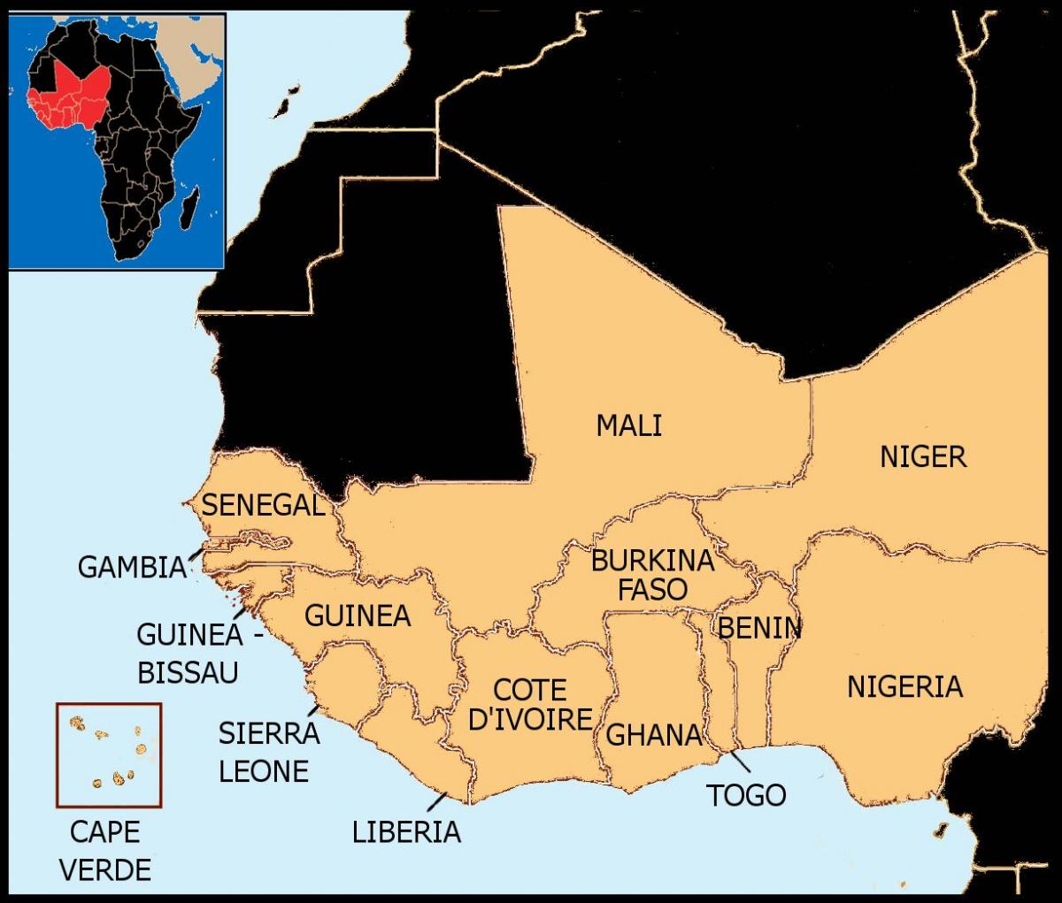 bản đồ của Senegal bản đồ tây phi