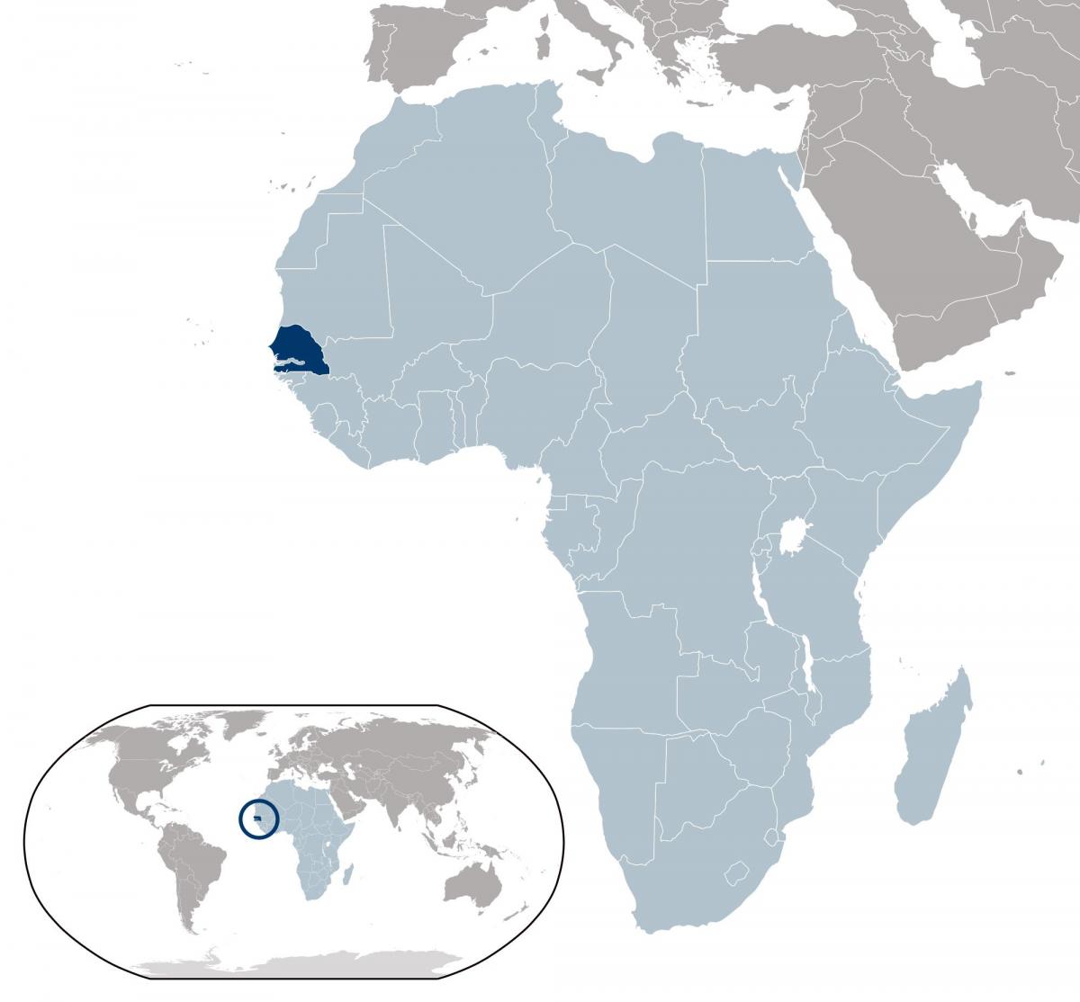 bản đồ của Senegal vị trí trên thế giới