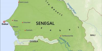 Bản đồ của bản đồ vật lý của Senegal